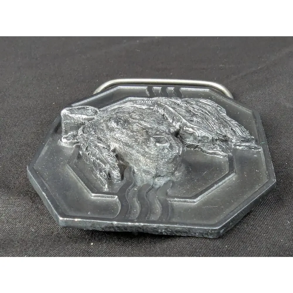 Vintage 1988 Siskiyou Buckle Co Mighty Horse Belt Buckle Solid Pewter Made in...